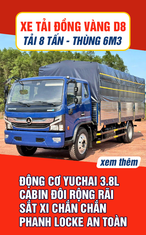 Xe tải Đồng Vàng D8 tải 8 tấn thùng 6m3