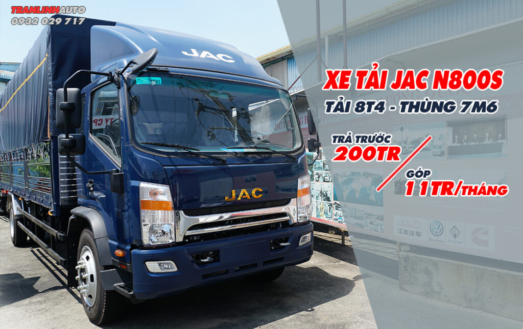Xe tải Jac N800S tải 8.4 tấn thùng 7.6m