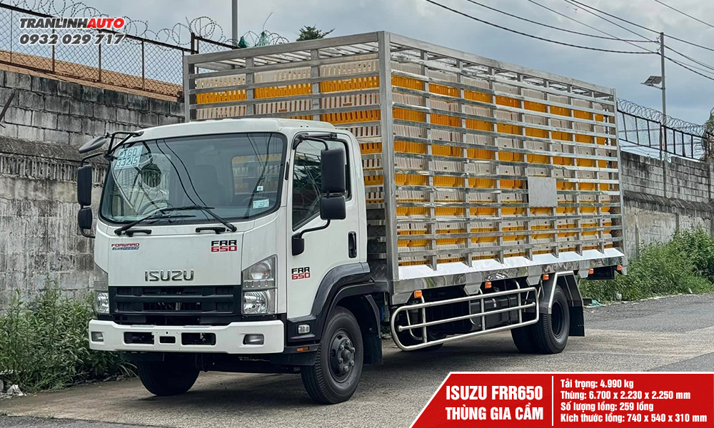 Xe tải Isuzu Frr650 thùng chở gia cầm 6m7 259 lồng phía trước 2